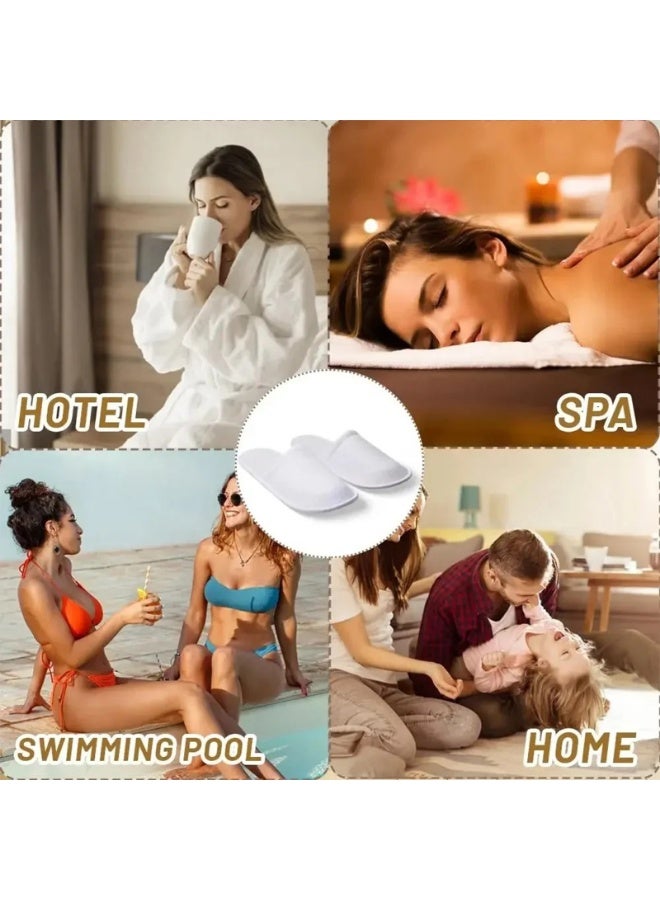 25 pairs of disposable white water therapy slippers, suitable for hotel, travel, home, guest use, salon, airplane, non slip slippers for men and women - Image 5