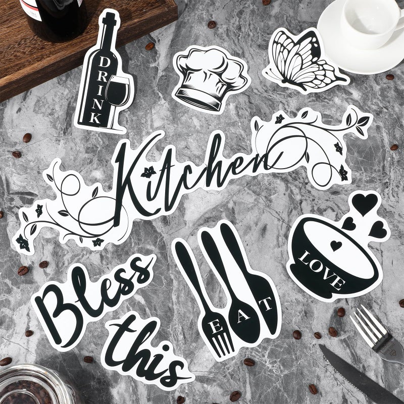 Wayyogh Kitchen Dishwasher Magnet Decorations, Bless This Kitchen Dishwasher Refrigerator Cover Magnetic Stickers Decal Decorative for Home Appliance Garage Car Metal Door Cover Black White Kitchen Decor - Image 3
