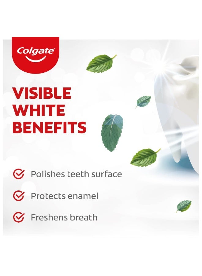 Colgate Visible White Teeth Whitening Toothpaste, Pack of 400g (200g X 2), Tobacco Stain Removal & Teeth Whitening, Minty Flavor for Fresh Breath - Image 3