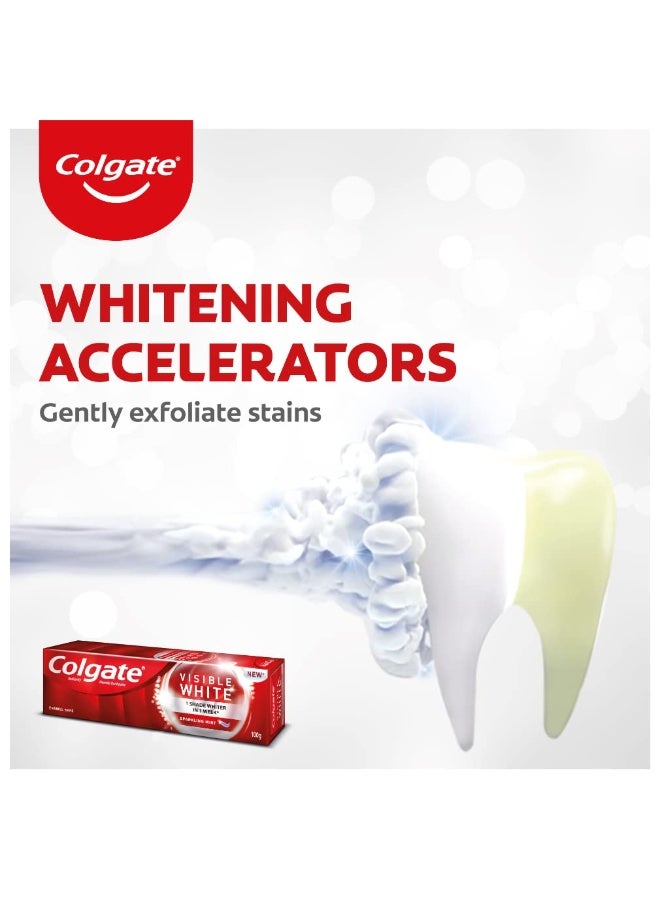 Colgate Visible White Teeth Whitening Toothpaste, Pack of 400g (200g X 2), Tobacco Stain Removal & Teeth Whitening, Minty Flavor for Fresh Breath - Image 2