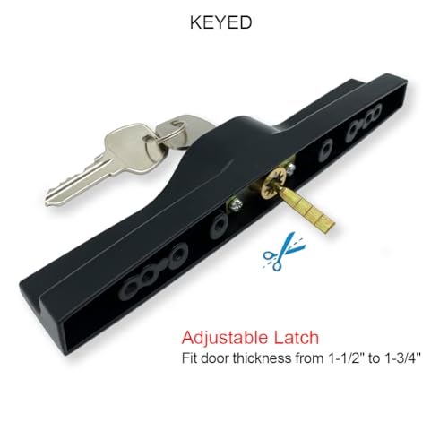 ALLYWASAI Patio Sliding Door Handle Set with Mortise Lock, Key Cylinder and Keeper, Replacement Handle Lock Set Fits Door Thickness from 1-1/2" to 1-3/4", 3-15/16" Screw Hole Spacing, Keyed, Black - Image 5