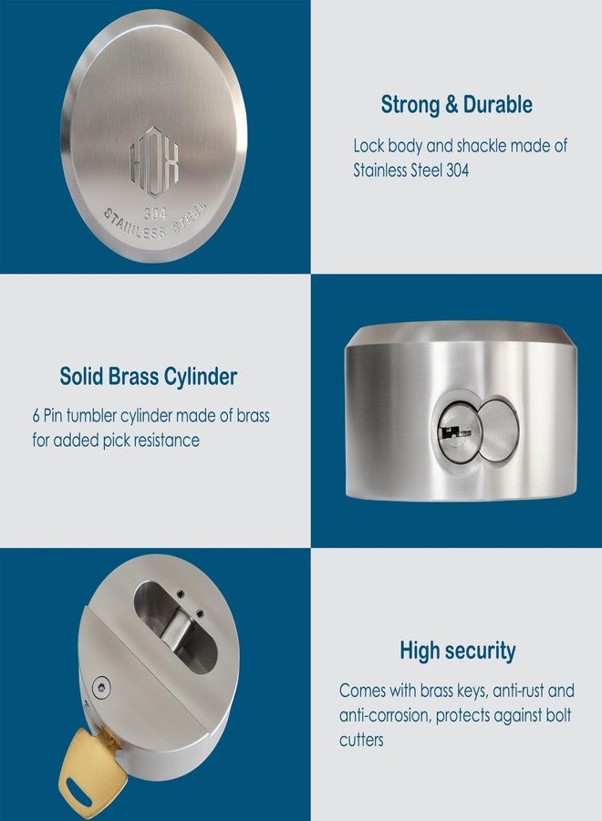 HOX Stainless Steel Puck Lock, Military-Grade Hidden Shackle Padlock, Weatherproof Trailer Door Lock - Image 3