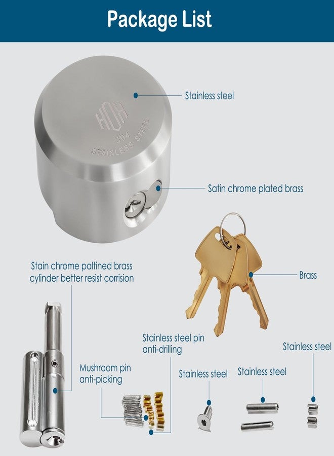 HOX Stainless Steel Puck Lock, Military-Grade Hidden Shackle Padlock, Weatherproof Trailer Door Lock - Image 2