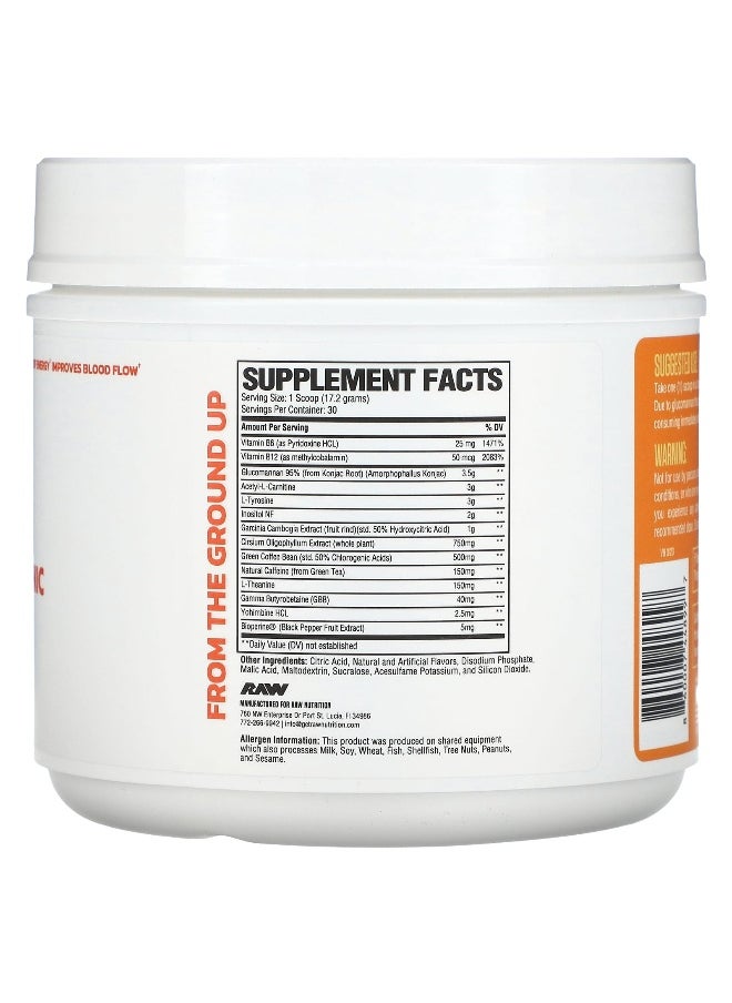 Raw Nutrition Raw Nutrition, Burn, Thermogenic Powder, Sweet Citrus, 18.2 oz (516 g)  - Image 2