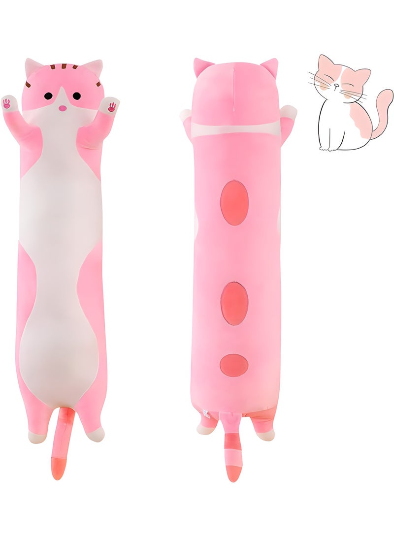 قبو سحري Cat Throw Pillow Soft plush long throw pillow cotton kitten Comfortable Stuffed Cute plush doll Gift for kids girlfriend (50cm) (pink) - Image 1