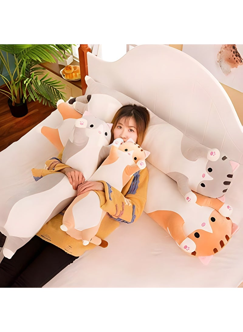 قبو سحري Cat Throw Pillow Soft plush long throw pillow cotton kitten Comfortable Stuffed Cute plush doll Gift for kids girlfriend (50cm) (pink) - Image 2