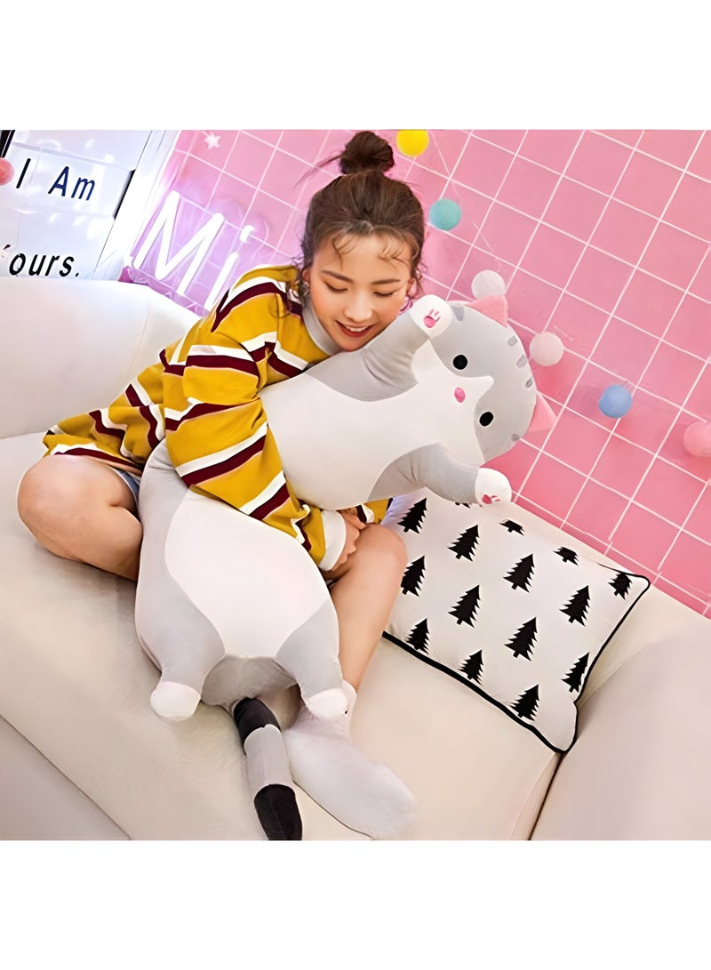 قبو سحري Cat Throw Pillow Soft plush long throw pillow cotton kitten Comfortable Stuffed Cute plush doll Gift for kids girlfriend (50cm) (pink) - Image 4