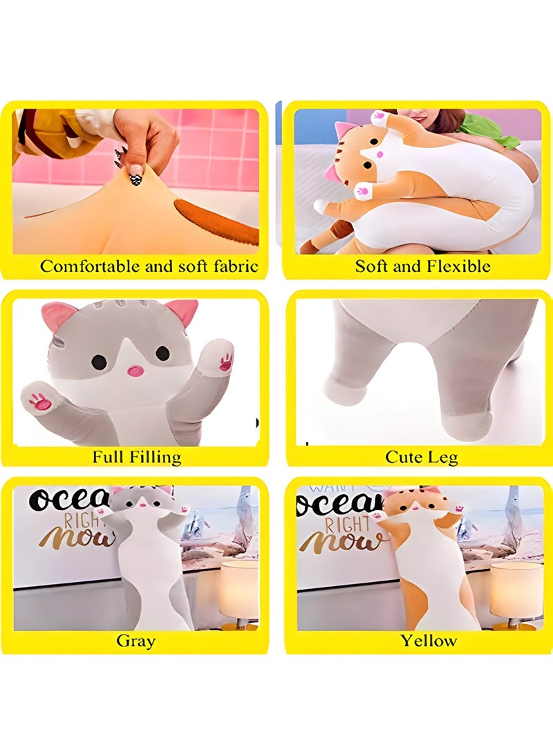 قبو سحري Cat Throw Pillow Soft plush long throw pillow cotton kitten Comfortable Stuffed Cute plush doll Gift for kids girlfriend (50cm) (pink) - Image 3