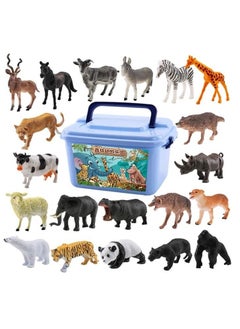 LIMOS Mumoo Bear Mini Toy Animal Figures Set - 44Pcs Plastic Wild Zoo Animals In The Jungle Small Safari Kids Toy Figures  - Image 2