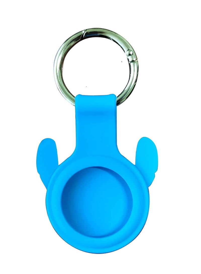 روك بو جراب من السيليكون لجهاز AirTag Finder ، شخصية كرتونية ثلاثية الأبعاد على شكل حيوانات كرتونية من السيليكون ، غطاء حماية مضاد للخدش مع سلسلة مفاتيح متوافقة مع AirTags 2021 (غرزة زرقاء) - Image 2
