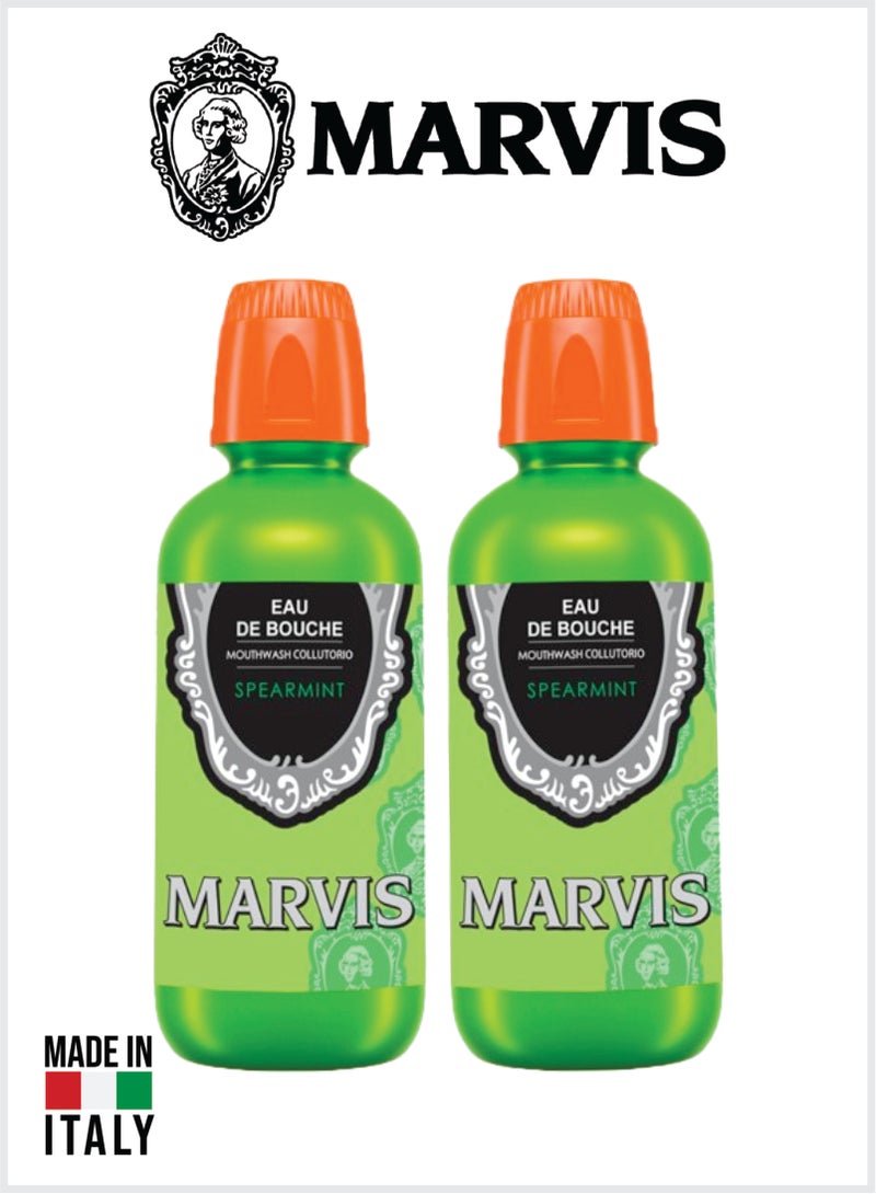 Marvis غسول فم بنكهة النعناع - غسول فم مهدئ بنكهة النعناع، تركيبة انتعاش يومية 400 مل عبوة من 2 - Image 1