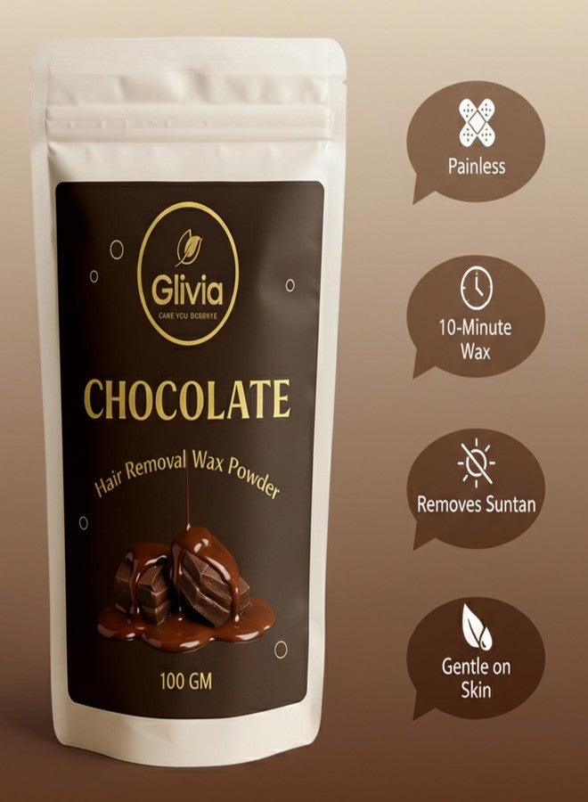 Glivia Chocolate Wax Powder for Women & Men | Aloe Vera & Herbal Facial Hair Removal Formula | Painless Face, Body & Bikini Waxing Solution | Natural Hair Wax Powder for Smooth Skin at Home | 100g - Image 5