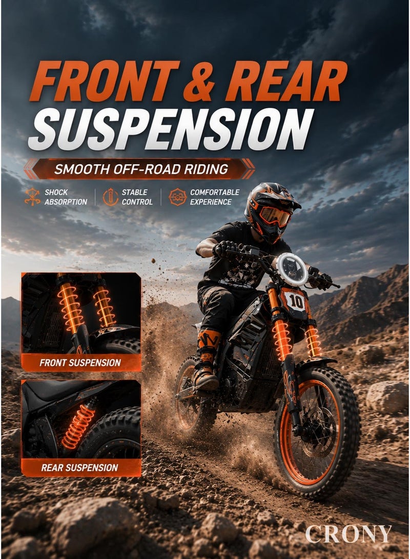 CRONY-10 Electric Dirt Bike 3000W Off-Road Motorcycle with 48V 20Ah Removable Battery - Image 4