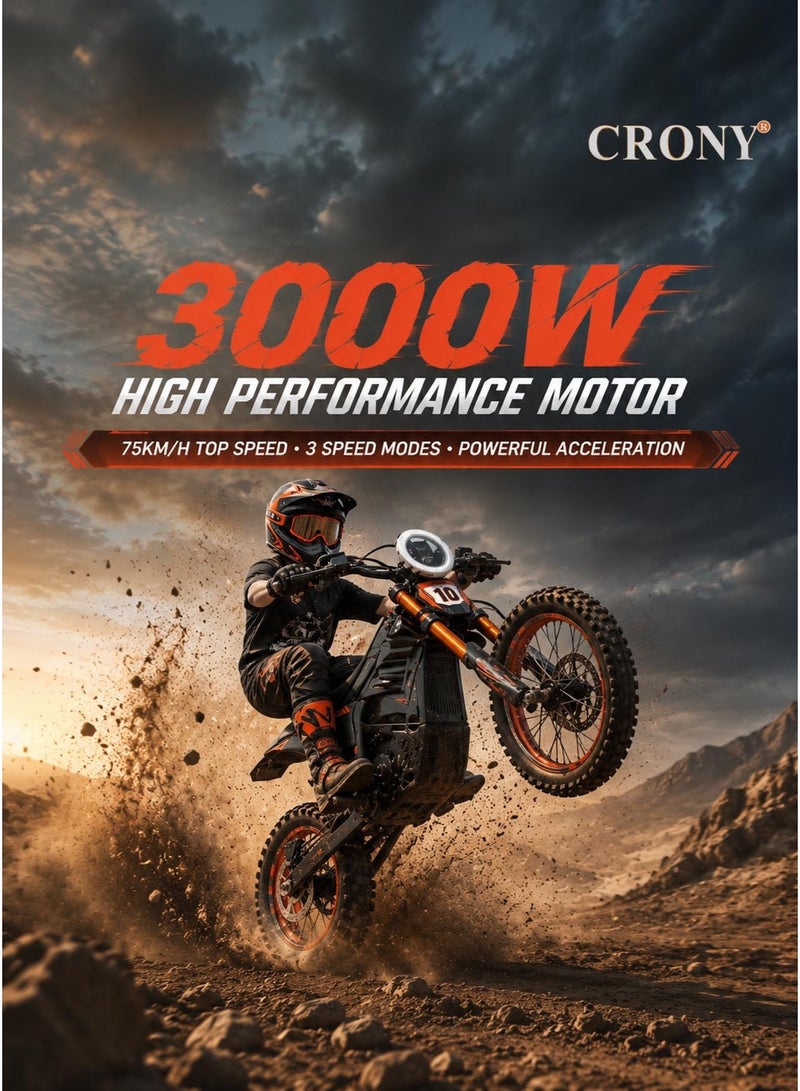 CRONY-10 Electric Dirt Bike 3000W Off-Road Motorcycle with 48V 20Ah Removable Battery - Image 2