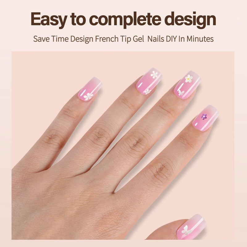 Vansiho 150 Pcs Ombre Gel Nail Tips, Short Square Press on Nails, Soft Gel Nails False Nail, Acrylic Fake Nails for Nail Art DIY - 15 Sizes - Image 3