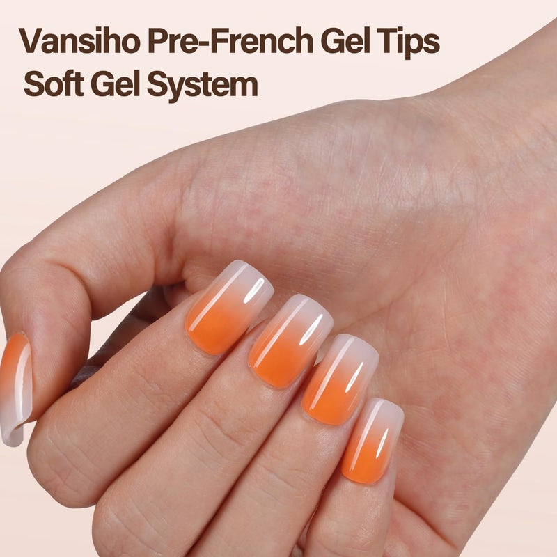 Vansiho 150 Pcs Ombre Gel Nail Tips, Short Square Press on Nails, Soft Gel Nails False Nail, Acrylic Fake Nails for Nail Art DIY - 15 Sizes - Image 2