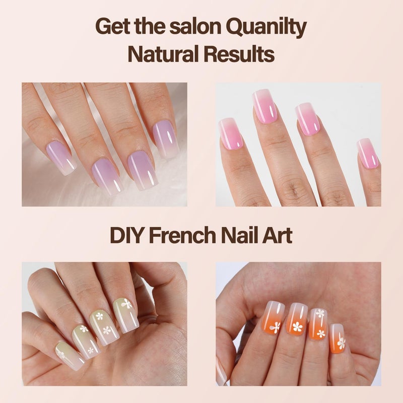 Vansiho 150 Pcs Ombre Gel Nail Tips, Short Square Press on Nails, Soft Gel Nails False Nail, Acrylic Fake Nails for Nail Art DIY - 15 Sizes - Image 4
