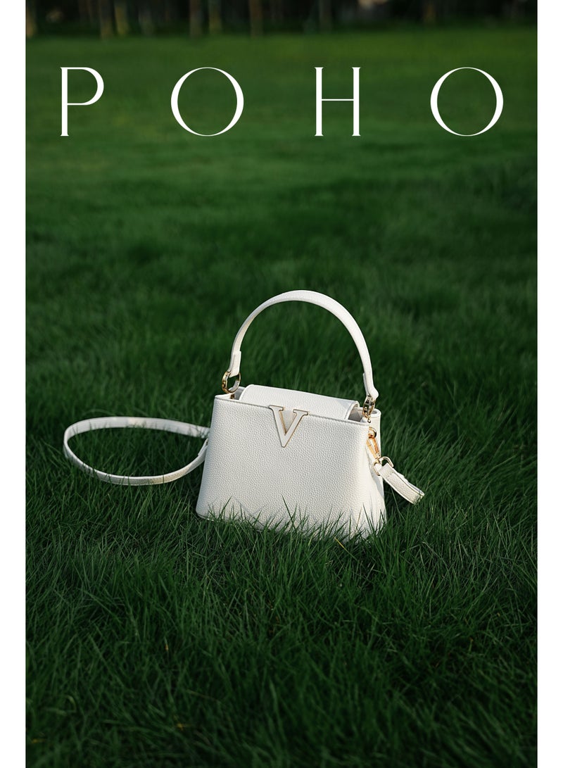 POHO A medium-sized large-capacity PU leather V-shaped handbag  - Image 4