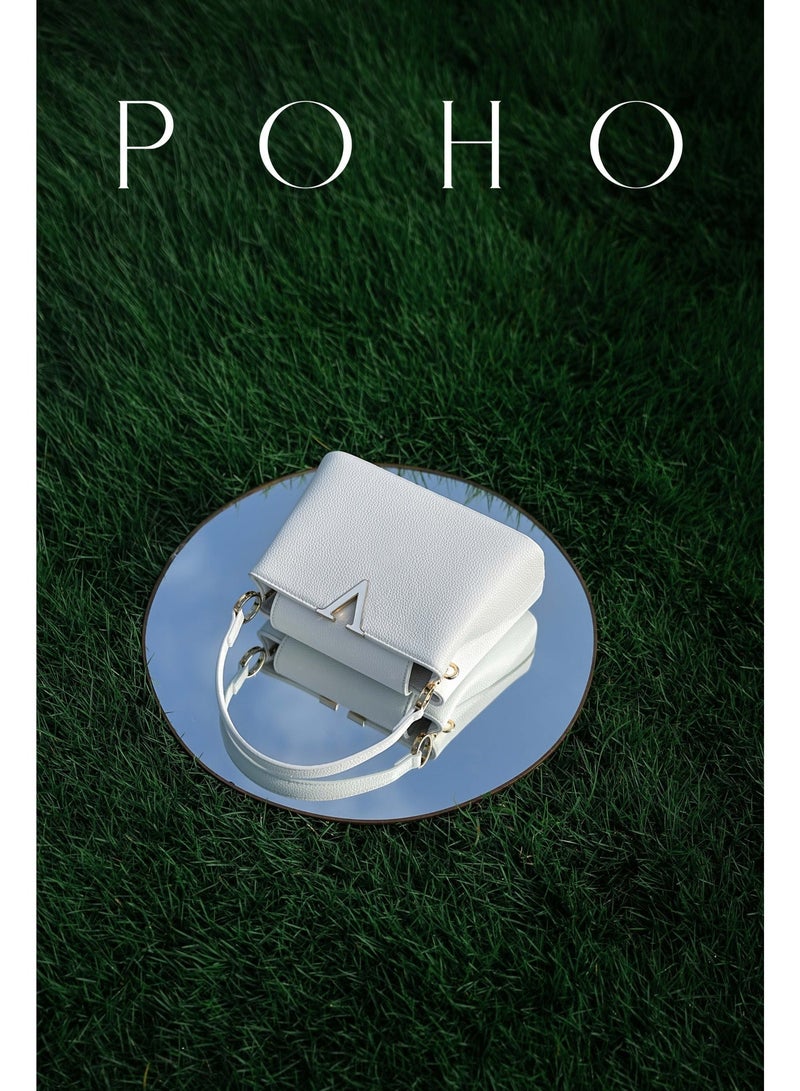 POHO A medium-sized large-capacity PU leather V-shaped handbag - Image 1
