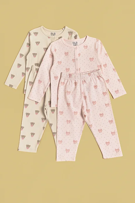 أر أند بي 2 Pack Printed Tops and Pants Set