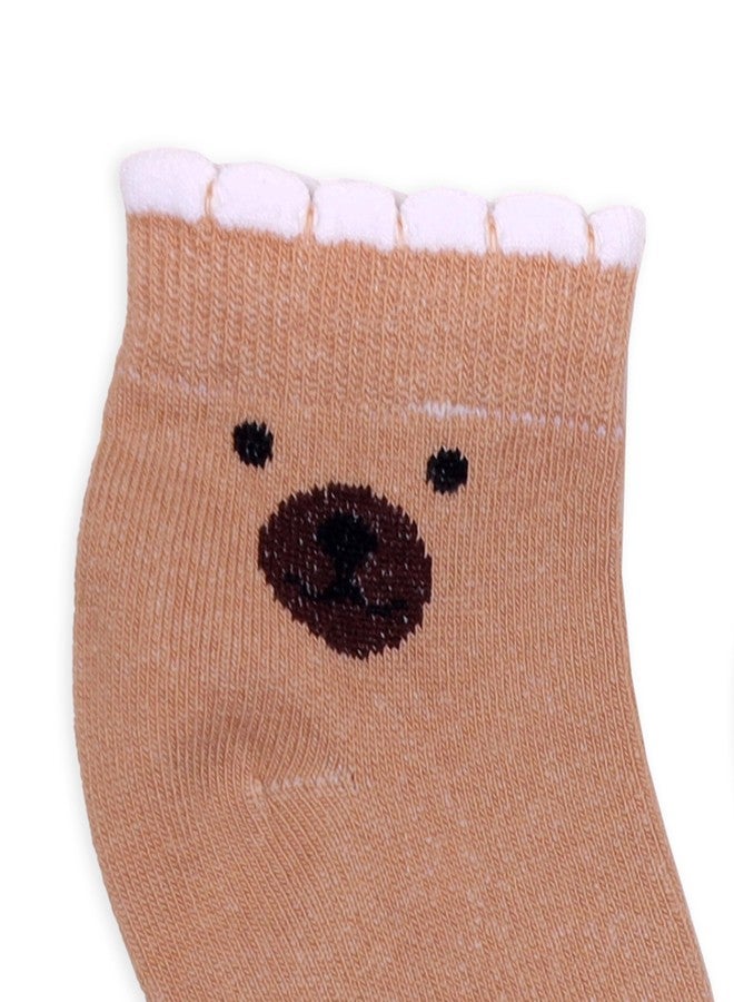 Kicks & Crawl Baby Boys & Baby Girls Anti-skid/slip Cuddly Bear Flat Socks-Pack of 3 (12-18M) - Image 3