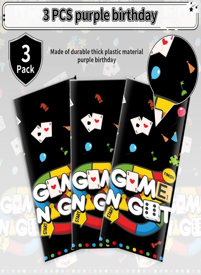 Grencian طقم مفارش طاولة حفلات عائلية من 3 قطع من غرينسيان، غطاء طاولة بلاستيكي مستطيل الشكل بتصميم ألعاب، مناسب للأطفال والأولاد، لتزيين حفلات الألعاب والتجمعات العائلية، مقاس 54 × 108 بوصة - Image 4