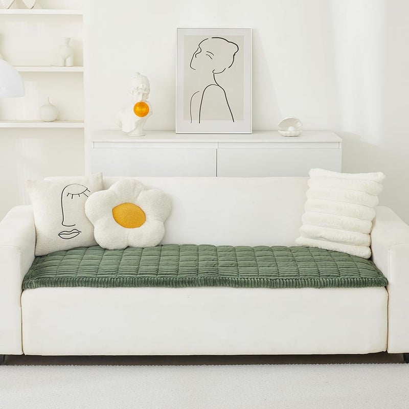 Awjcsv Couch Cover for Dogs Washable, Fuzzy Pet Couch Covers for 3 Cushion Sofa Pet Friendly, Non Slip Sofa Cover (Green, 27.6" x 59"/70 x 150cm) - Image 2