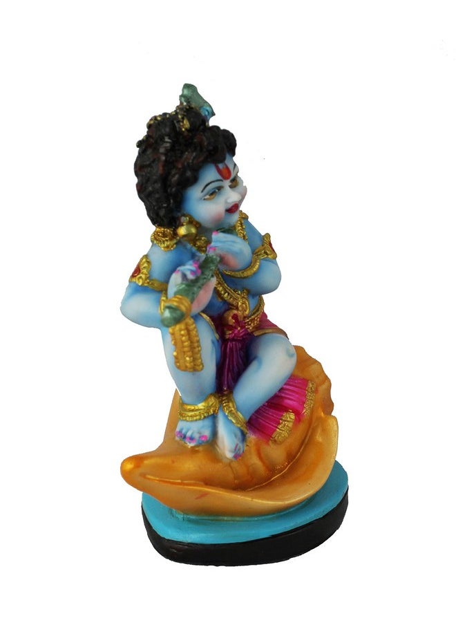 KARTIK Kartik Hindu God Shri Krishan Car Dashboard Statue Bal Krishna on Shankh Polyresin Showpiece Hand Carved Baby Idol Sculpture Home Office Lord Makhan Chor Decorative 4.5 inches  - Image 3