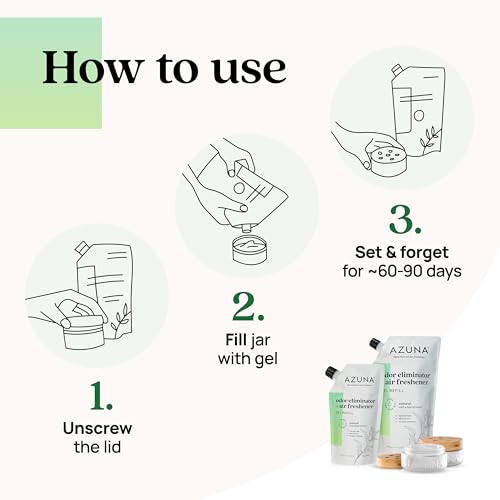 Azuna All-Natural Odor Remover Gel Refill Pouch | Air Purifier with Tea Tree Oil | Plant-Based & Long Lasting | For Pet Odors, Smoke & Strong Odors | Natural Scent, 12 oz - Image 3