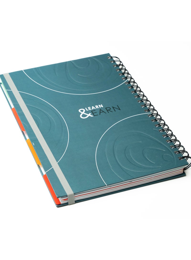A4- 200-Sheet Learn  Earn Hardcover Notebook with 4 Divisions For Professional Office and Business Use