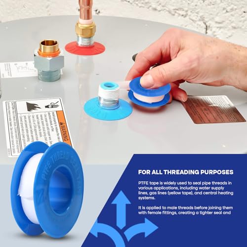 SUPPLYGIANT Supply Giant Plumbers PTFE Tape 1/2" W x 520" L Pipe Thread Tape, High Density Thread Sealant Tape Water Seal Plumbing Tape for Shower Head, Pipes, Gas Lines, Leak Prevention - Image 5