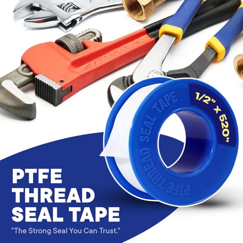 SUPPLYGIANT Supply Giant Plumbers PTFE Tape 1/2" W x 520" L Pipe Thread Tape, High Density Thread Sealant Tape Water Seal Plumbing Tape for Shower Head, Pipes, Gas Lines, Leak Prevention - Image 2