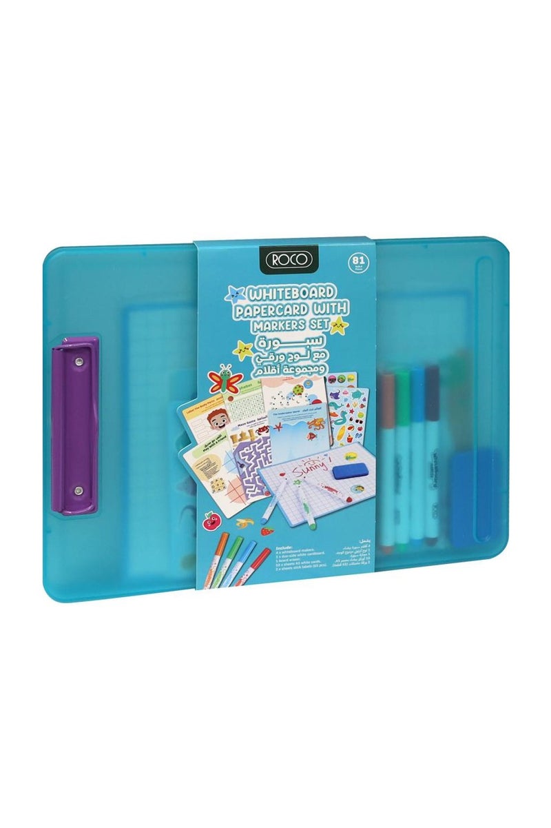 روكو علبة بلاستيكية مع مجموعة إكسسوارات كليب إت الملونة أزرق، ١٨ قطعة - Image 1