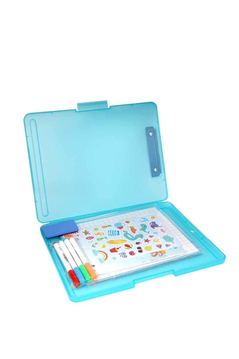 روكو علبة بلاستيكية مع مجموعة إكسسوارات كليب إت الملونة أزرق، ١٨ قطعة - Image 2