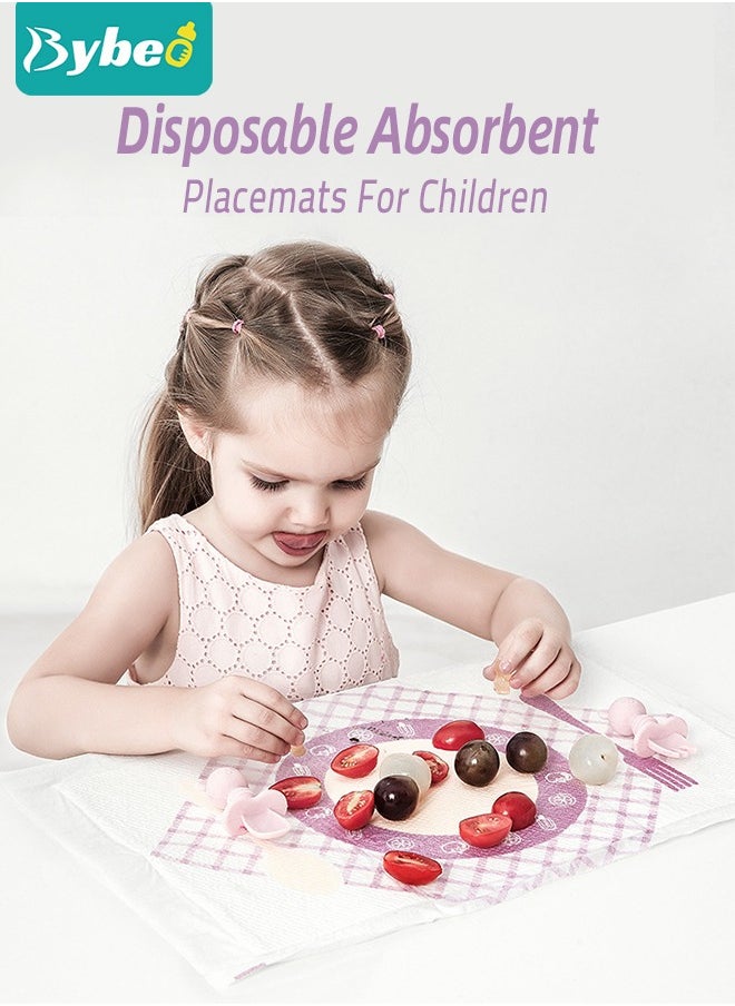 Bybeo - 30 PCS Disposable Kids Placemats Portable Restuarant Stick-on Table Mats For Girls and Boys Baby Toddler Preschool Homeschool Dining Tables Manners - Image 1