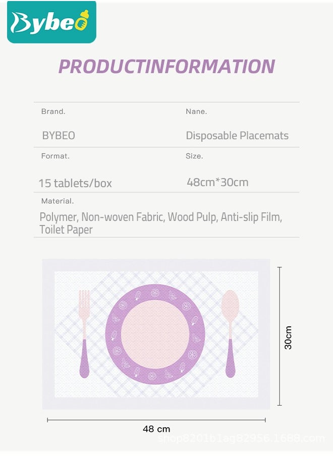 Bybeo - 30 PCS Disposable Kids Placemats Portable Restuarant Stick-on Table Mats For Girls and Boys Baby Toddler Preschool Homeschool Dining Tables Manners - Image 1