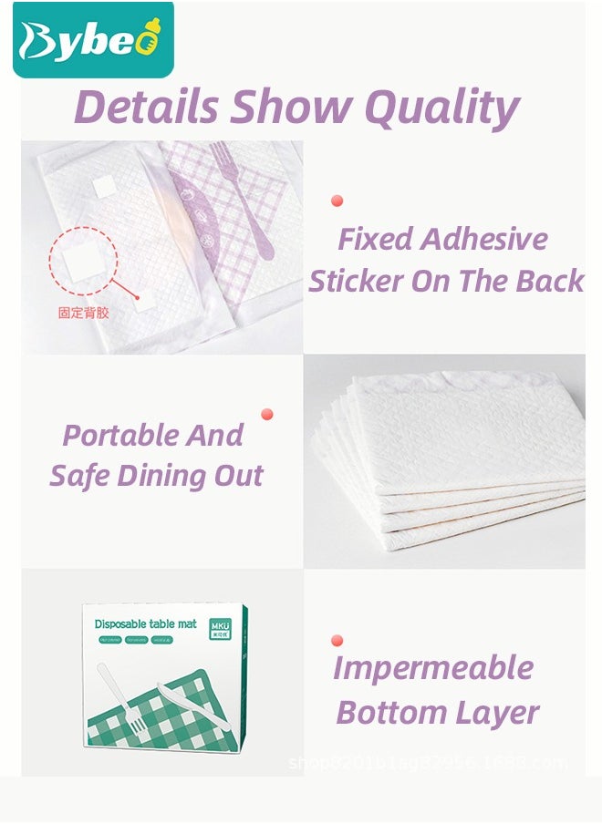 Bybeo - 30 PCS Disposable Kids Placemats Portable Restuarant Stick-on Table Mats For Girls and Boys Baby Toddler Preschool Homeschool Dining Tables Manners - Image 1