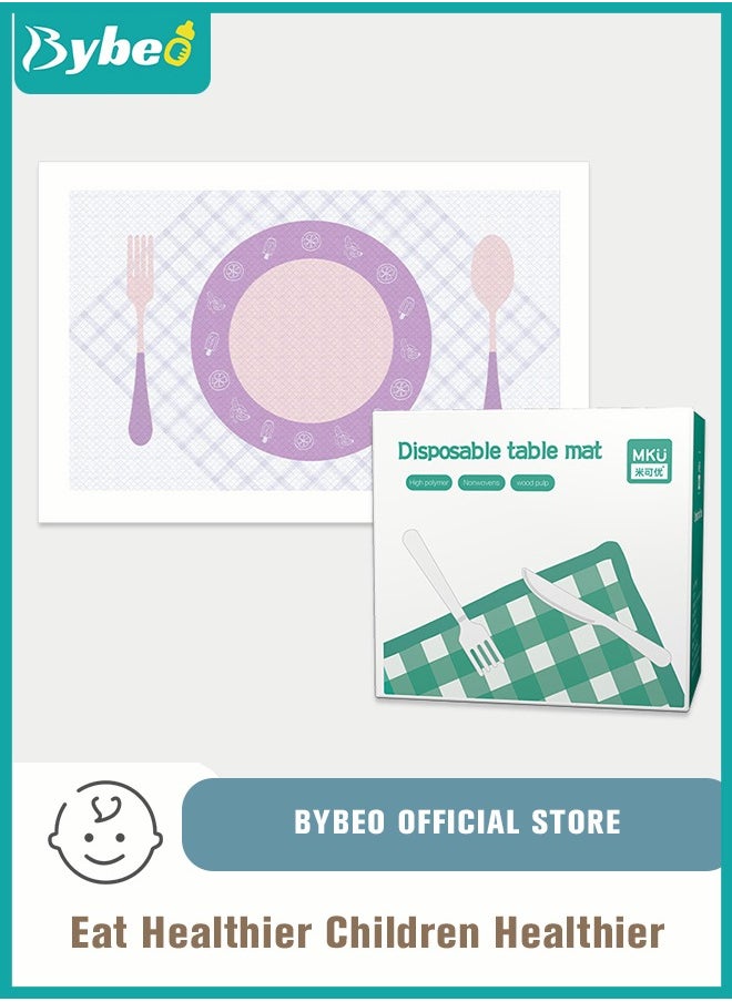 Bybeo - 30 PCS Disposable Kids Placemats Portable Restuarant Stick-on Table Mats For Girls and Boys Baby Toddler Preschool Homeschool Dining Tables Manners - Image 1
