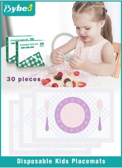 30 PCS Disposable Kids Placemats Portable Restuarant Stick-on Table Mats For Girls and Boys Baby Toddler Preschool Homeschool Dining Tables Manners