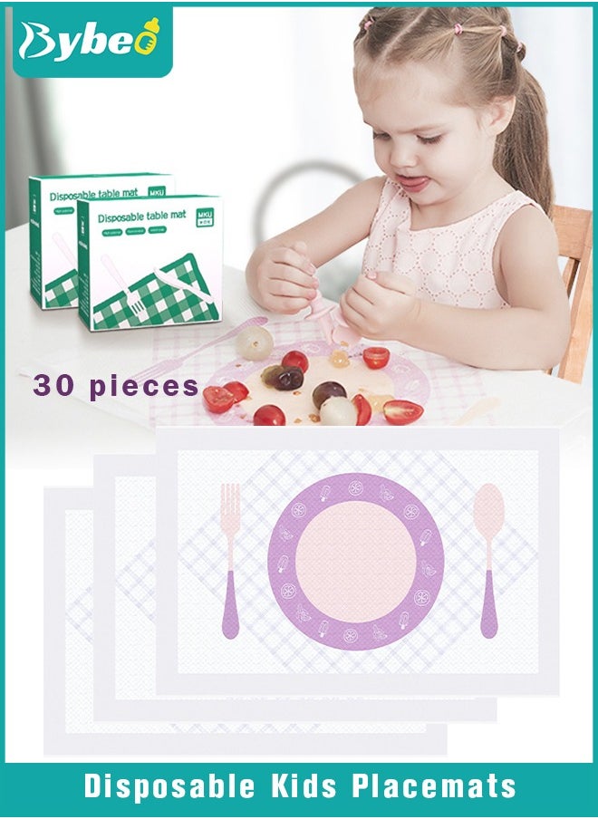 Bybeo - 30 PCS Disposable Kids Placemats Portable Restuarant Stick-on Table Mats For Girls and Boys Baby Toddler Preschool Homeschool Dining Tables Manners - Image 1