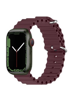 Replacement Strap Ocean Silicone Watch Band for Apple Watch Series 8&7 41mm / SE 2&6&SE&5&4 40mm / 3&2&1 38mm Wine Red