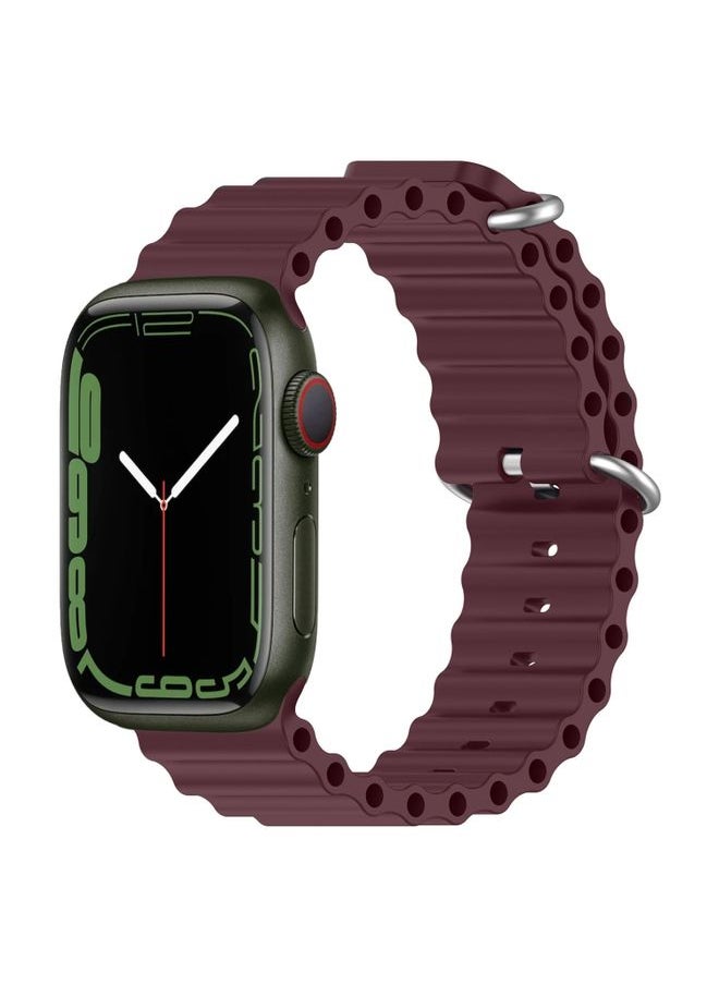 Generic - Replacement Strap Ocean Silicone Watch Band for Apple Watch Series 8&7 41mm / SE 2&6&SE&5&4 40mm / 3&2&1 38mm Wine Red - Image 1