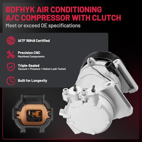 BDFHYK Air Conditioning A/C Compressor with Clutch Compatible with Infiniti QX80 2014-2022, QX56 2004-2013, Compatible with Nissan Armada 2005-2022, NV2500 NV3500 12-21, Pathfinder 08-12, TITAN - Image 3
