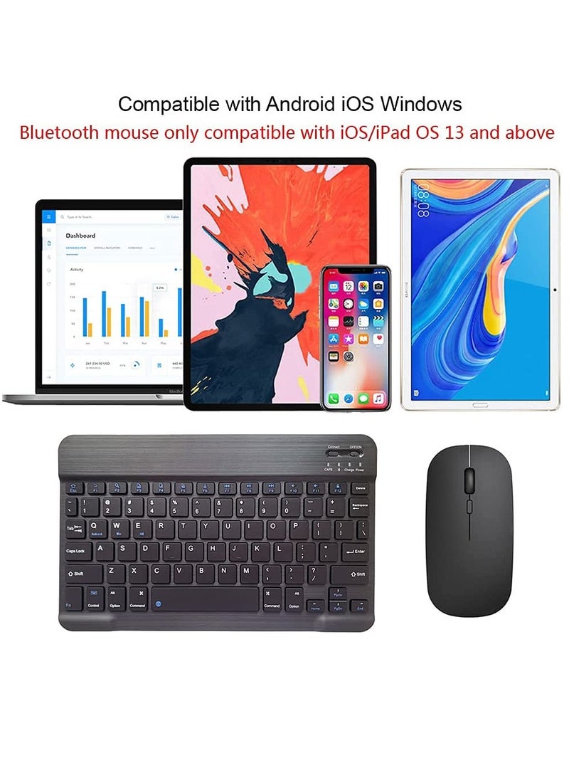 Generic - Rechargeable Bluetooth Keyboard and Mouse Combo Ultra-Slim Portable Compact Wireless Mouse Keyboard Set for Android Windows Tablet Cell Phone iPhone iPad Pro Air Mini, iPad OS/iOS 13 and above(Black) - Image 1