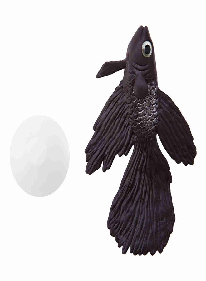 Chiffonade Artificial Silicone Small Fish Funny Decoration Moving Floating Betta Artificial Fake Fishes for Decoration Aquarium(Black Betta Fish) - Image 1