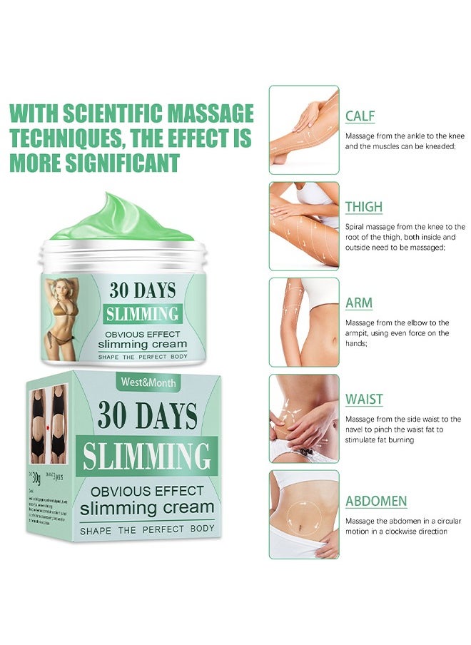 West&Month Slimming Cream，Weight Loss Cream ，Flat Belly Firming Cream，Firm Body Firming & Contouring Cream，Firming Cream For Loose Skin，Fat Burning Cream for Stomach，Slimming Cream for Belly Fat，Hot Fat Cream 30g  - Image 3