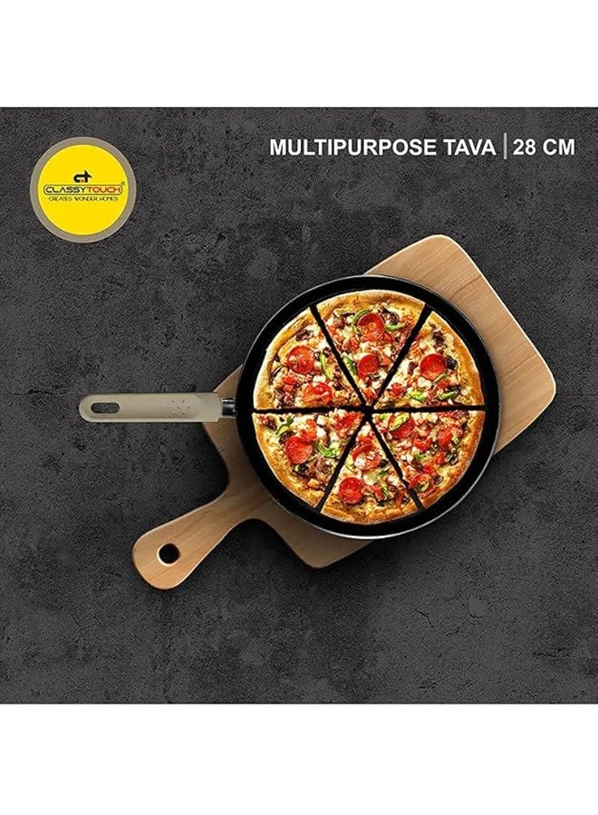CLASSYTOUCH Non Stick Tawa Pan With 2 Way Non Stick Coating,Pizza Crisper, Bread Bakingdosa/Roti/Chapati, Tawa 28 Cm Diameter (Aluminium, Non Stick, Induction Bottom) - Image 2