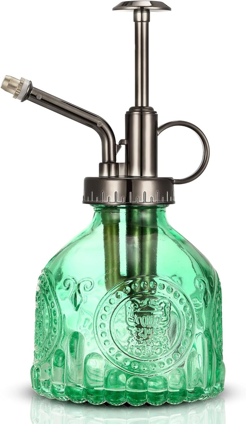 Ebristar Glass Plant Mister Spray Bottle, Vintage Plant Spritzer Watering Can, Succulent Watering Bottle with Top Pump, Small Plant Sprayer Mister for Indoor Outdoor Houseplant - Green - Image 1