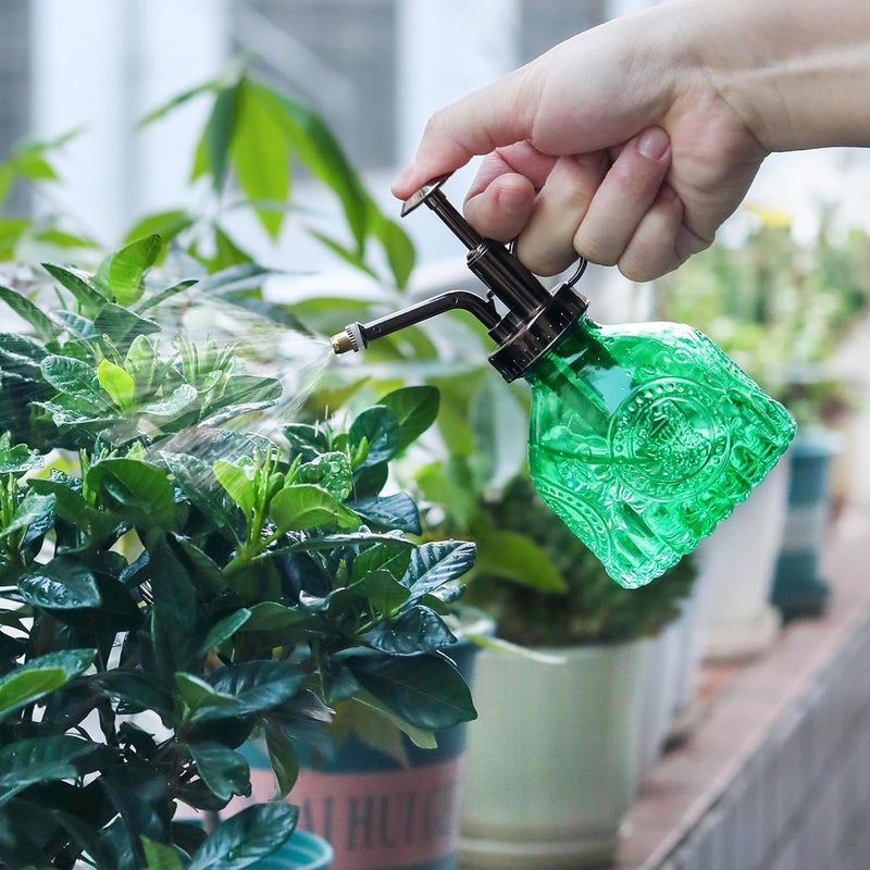Ebristar Glass Plant Mister Spray Bottle, Vintage Plant Spritzer Watering Can, Succulent Watering Bottle with Top Pump, Small Plant Sprayer Mister for Indoor Outdoor Houseplant - Green - Image 4
