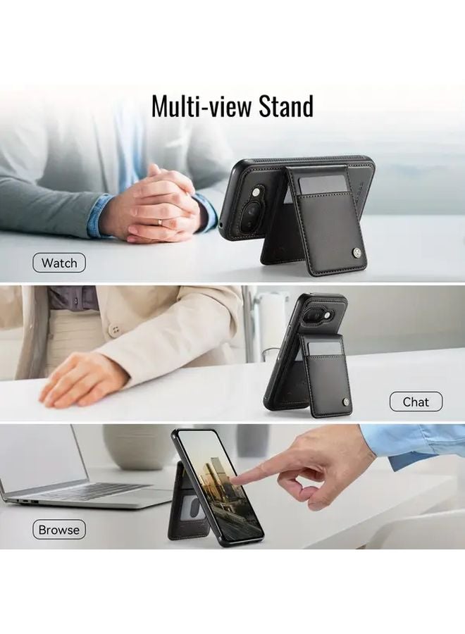 Magnetic Detachable Card Holder Wallet Case For Google Pixel 9 Black - Image 4
